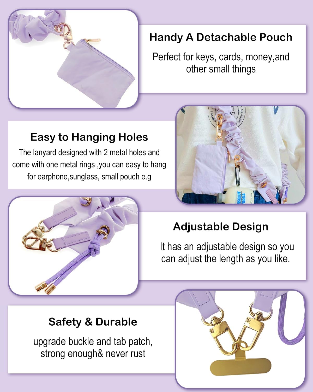 Phone Lanyard, On-the-Go Universal Crossbody Strap Neck Lanyard with Phone Tether Patches for Most Cellphones