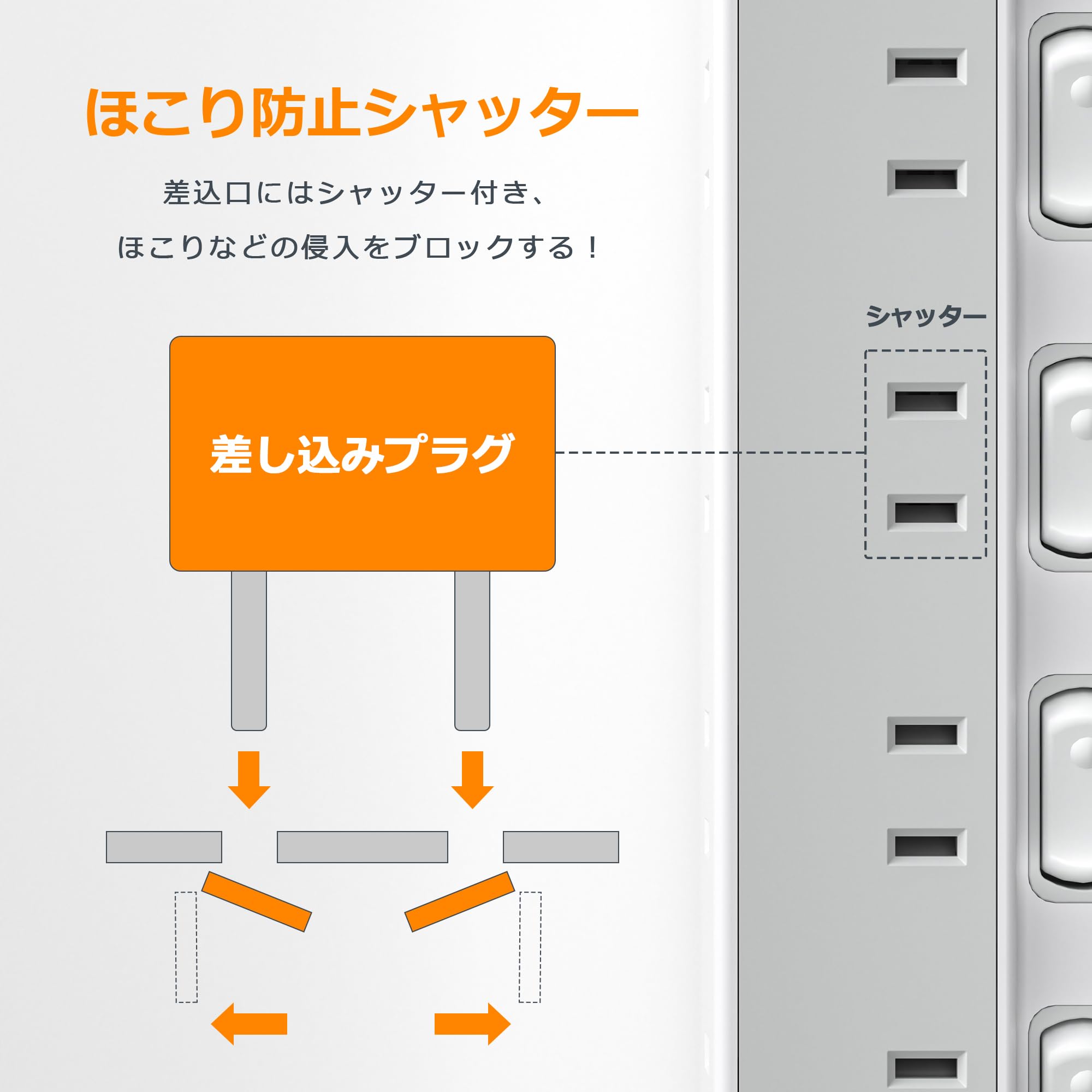 TESSAN 電源タップ 延長コード 2m 薄型プラグ たこあし コンセント usb付き テーブルタップ 8個AC口 1個Type-Cと3個Type-Aポート タコ足配線 隙間 蛸足コンセント 分岐 4つ個別スイッチと4つ常時通電付き 省エネ ほこりシャッター 雷ガード 壁掛け/卓上に ホワイト
