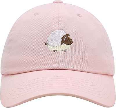 JPAK Cute Sheep Premium Dad Hat Embroidered Baseball Cap Animal Zoo Light Pink