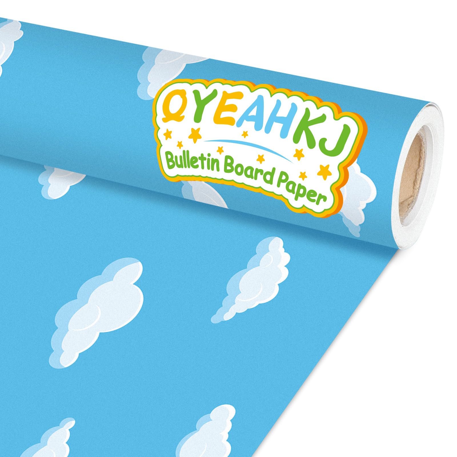 Qyeahkj Sky White Cloud Bulletin Board Paper Roll Cloud Bulletin Board Background Paper Fade Resistant Blue Classroom Decoration Poster Art Craft Home Wall Education Decoration Supplies 17.7in x 20ft