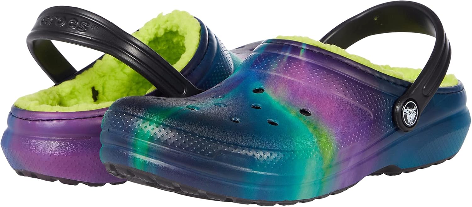 Crocs Kids' Classic Tie Dye Lined Clog | Kids' Slippers, Northern Lights, 12 Little Kid