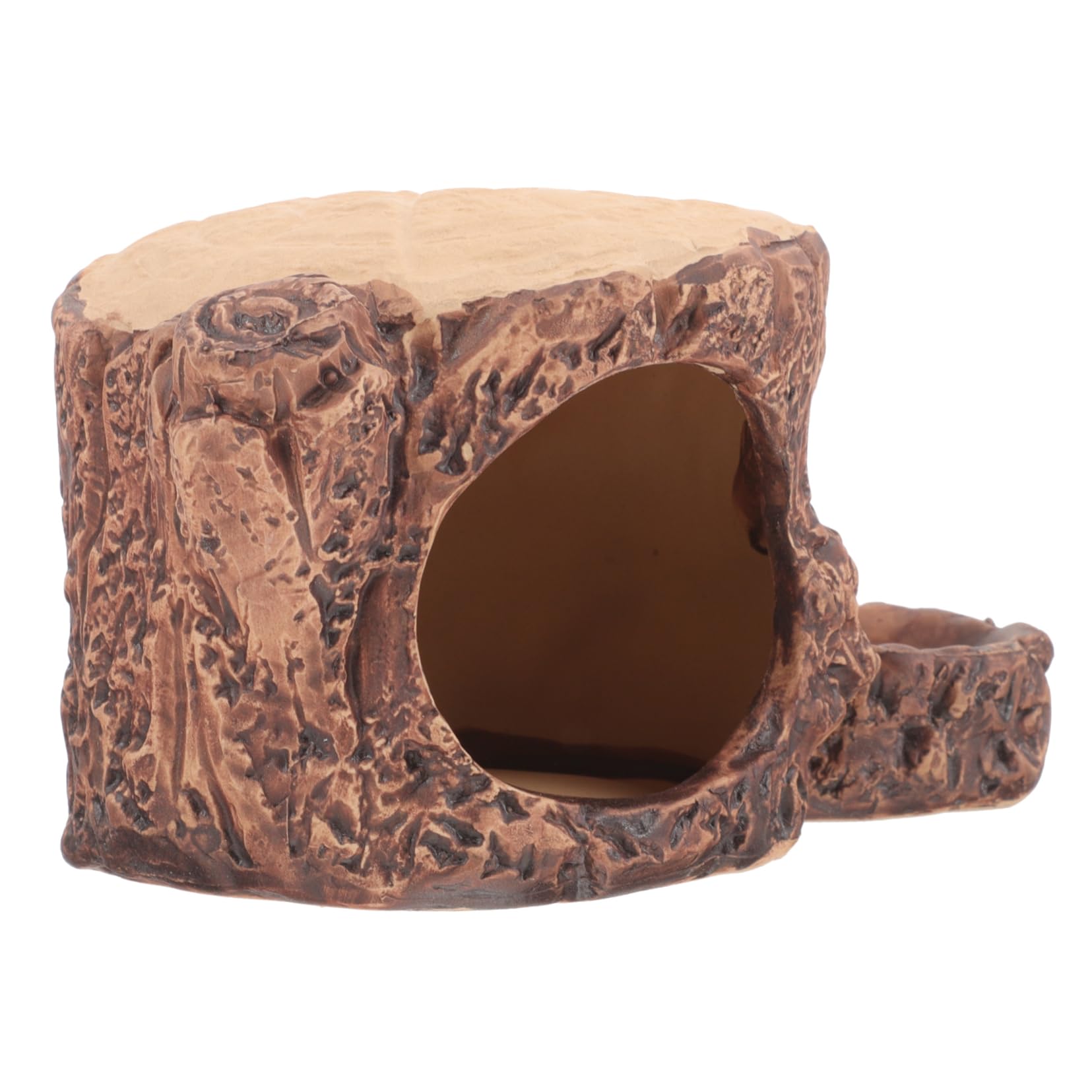 Sosoport Ceramic Hamster House Cooling Pet Nest for Small Animals Stump Modeling Design Comfortable Hideout for Hamsters Safe and Smooth Surface for Pets