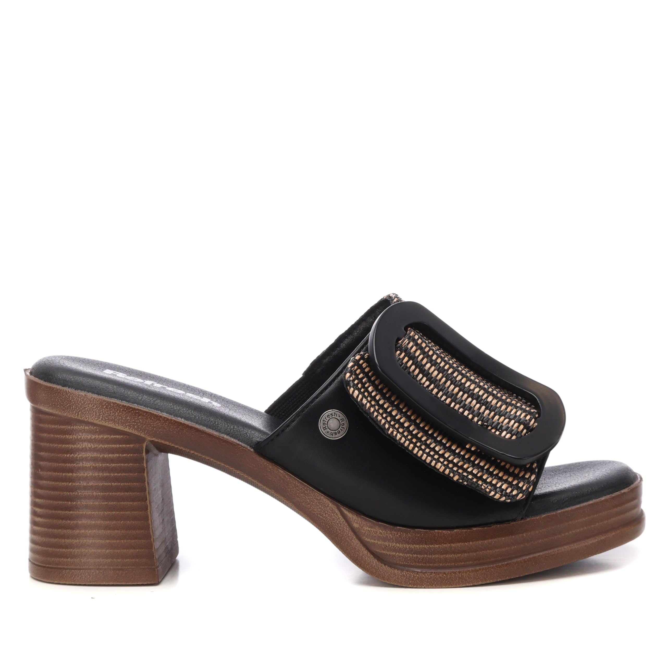 REFRESH 172522, Women's Sandal, Black, 38 EU, Black/White, 6 UK