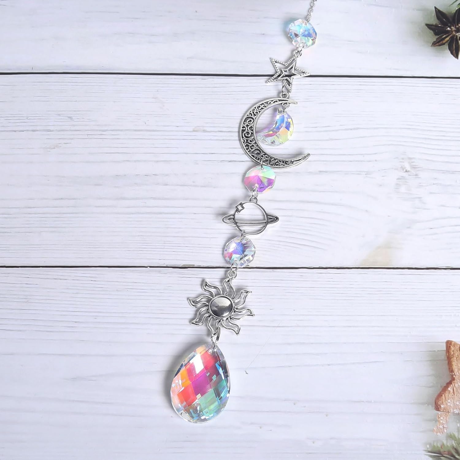 Nostrae by Ekhasa Crystal Sun Catcher Hanging with Glass and Metal Pendants for Windows, Home, Garden, Party, & Wedding Decorations Decor | Fengshui Vastu Crystal Suncatcher Hanging Items