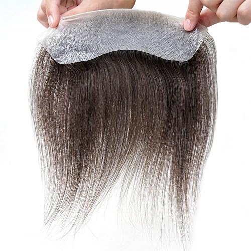 Miniatura 5 de Lordhair Toupee para hombres, sistema de cabello humano frontal en forma de V, sistema de reemplazo de línea capilar natural, 6 x 1.5 pulgadas,