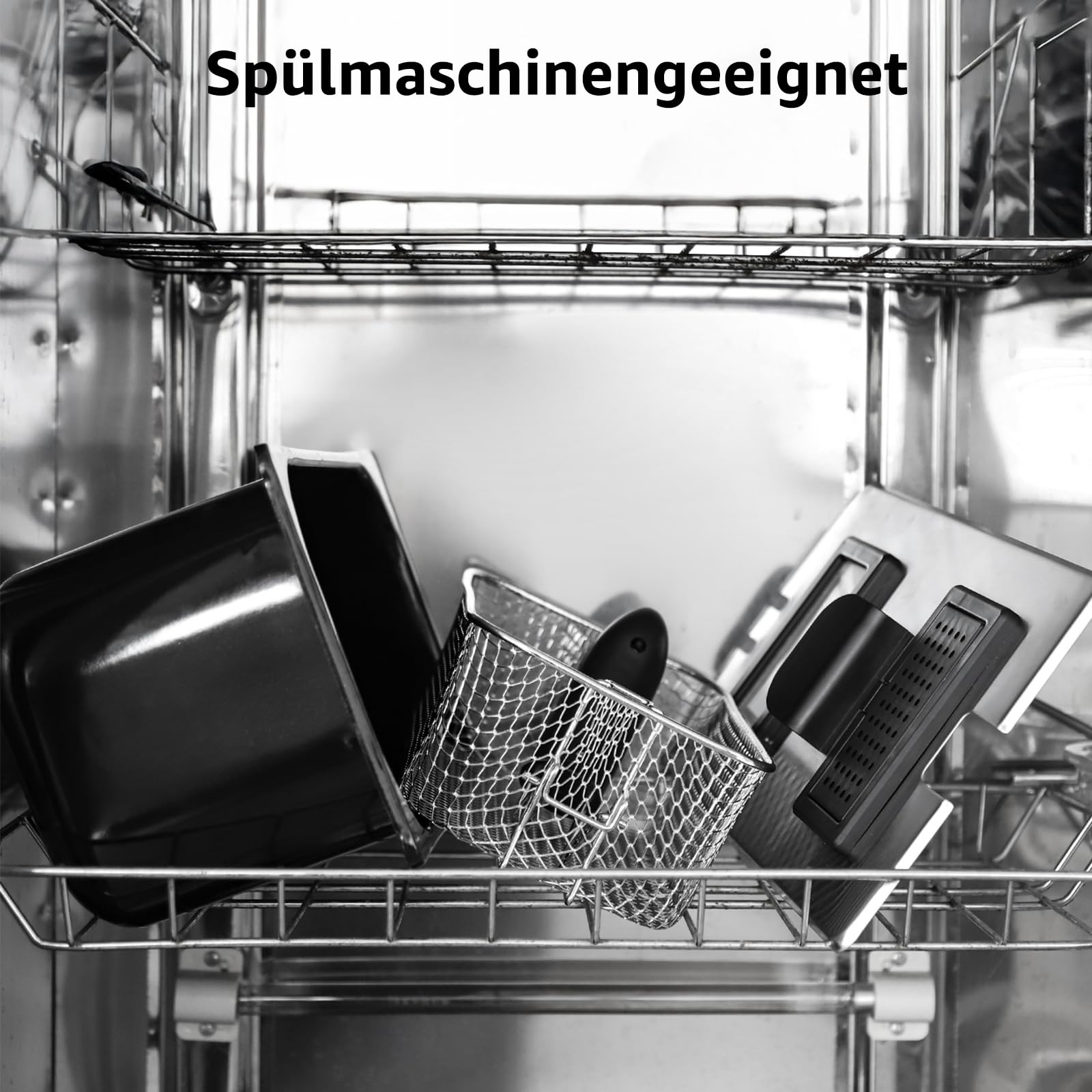 Aigostar Ushas - Fritteuse 3L, 2200 W, Transparenter Deckel, Herausnehmbare Innenpfanne, Einstellbarer Thermostat, Wedelstahl, BPA-frei