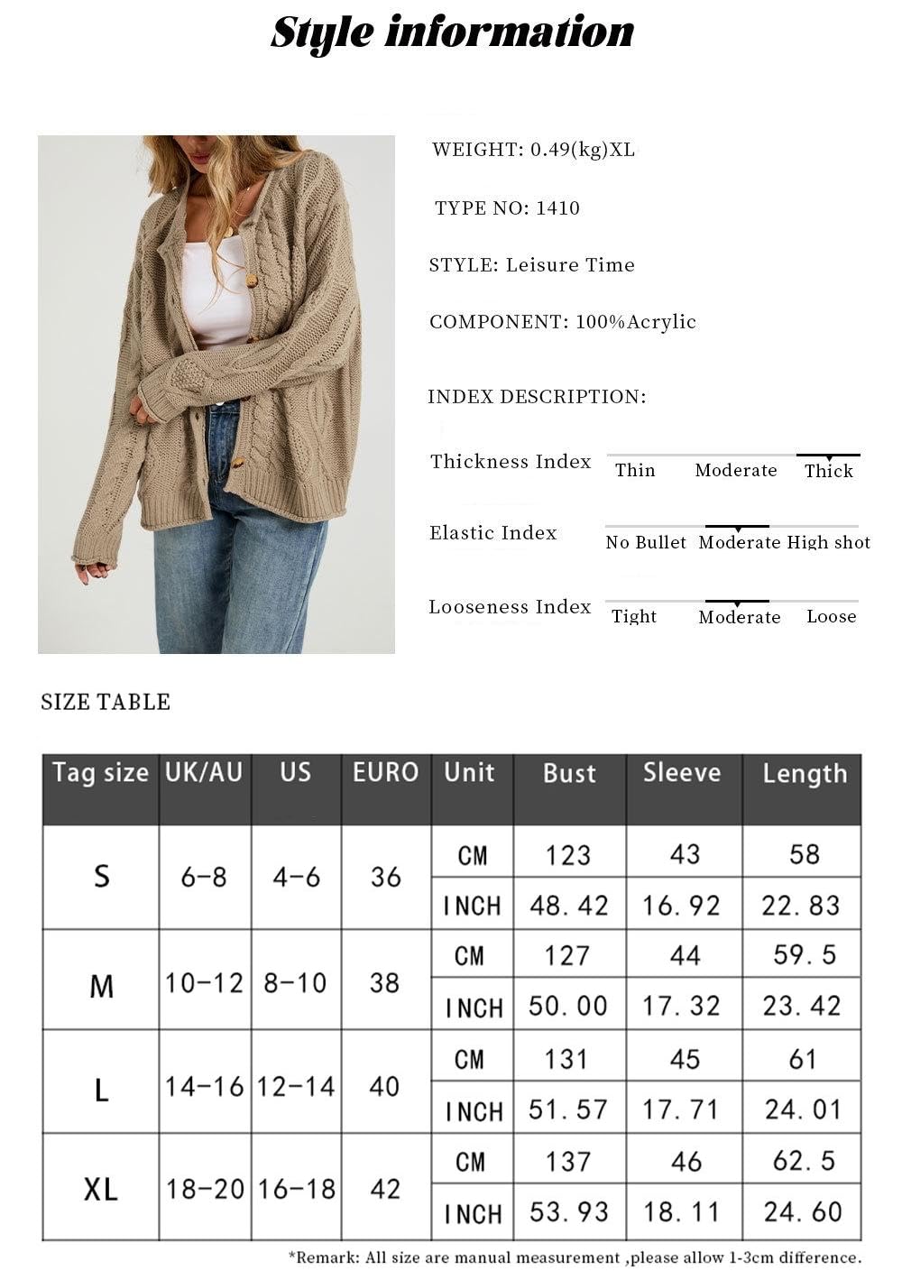 Générique Gilet en Grosse Maille Torsadée pour Femme Col Rond Boutonné Coupe Oversize Style Traditionnel Gilet Court Ample pour L'Oktoberfest