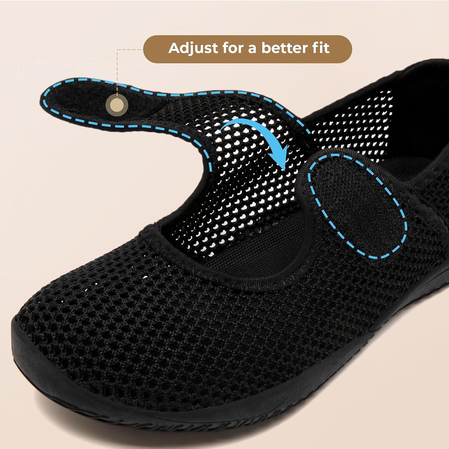 Wide Diabetic Shoes for Womens Barefoot Walking Shoes Adjustable Mary Jane Style Flats Zero Drop Casual Sneakers Arthritis Edema Breathable Sneakers Indoor Outdoor