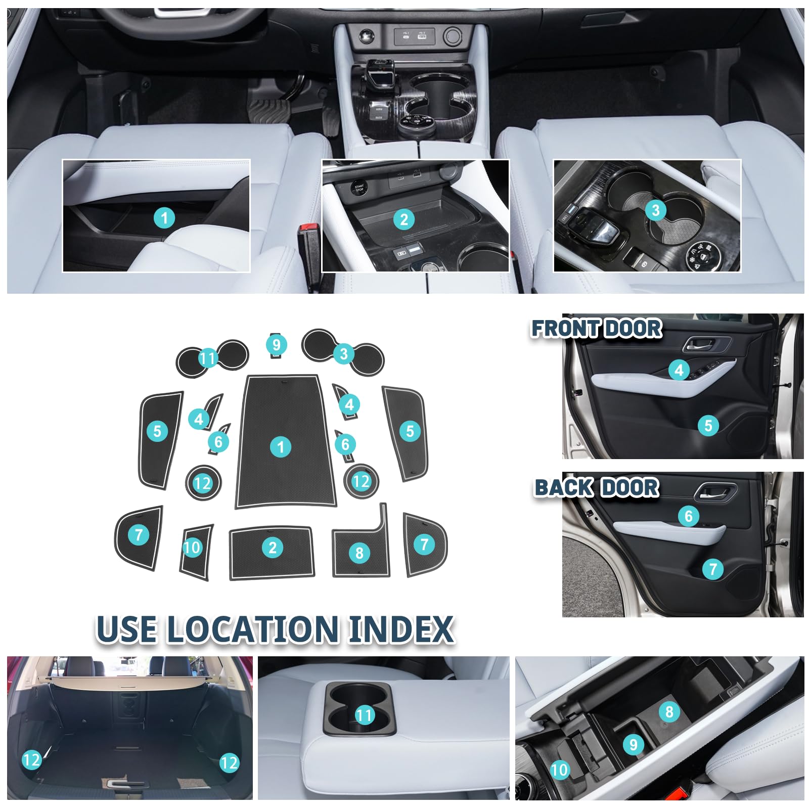 Organizer Console Centrale Per Nissan X-Trail T33 2022-2024 - Portaoggetti Con Tappetino Antiscivolo - Accessorio Auto - Foto 7
