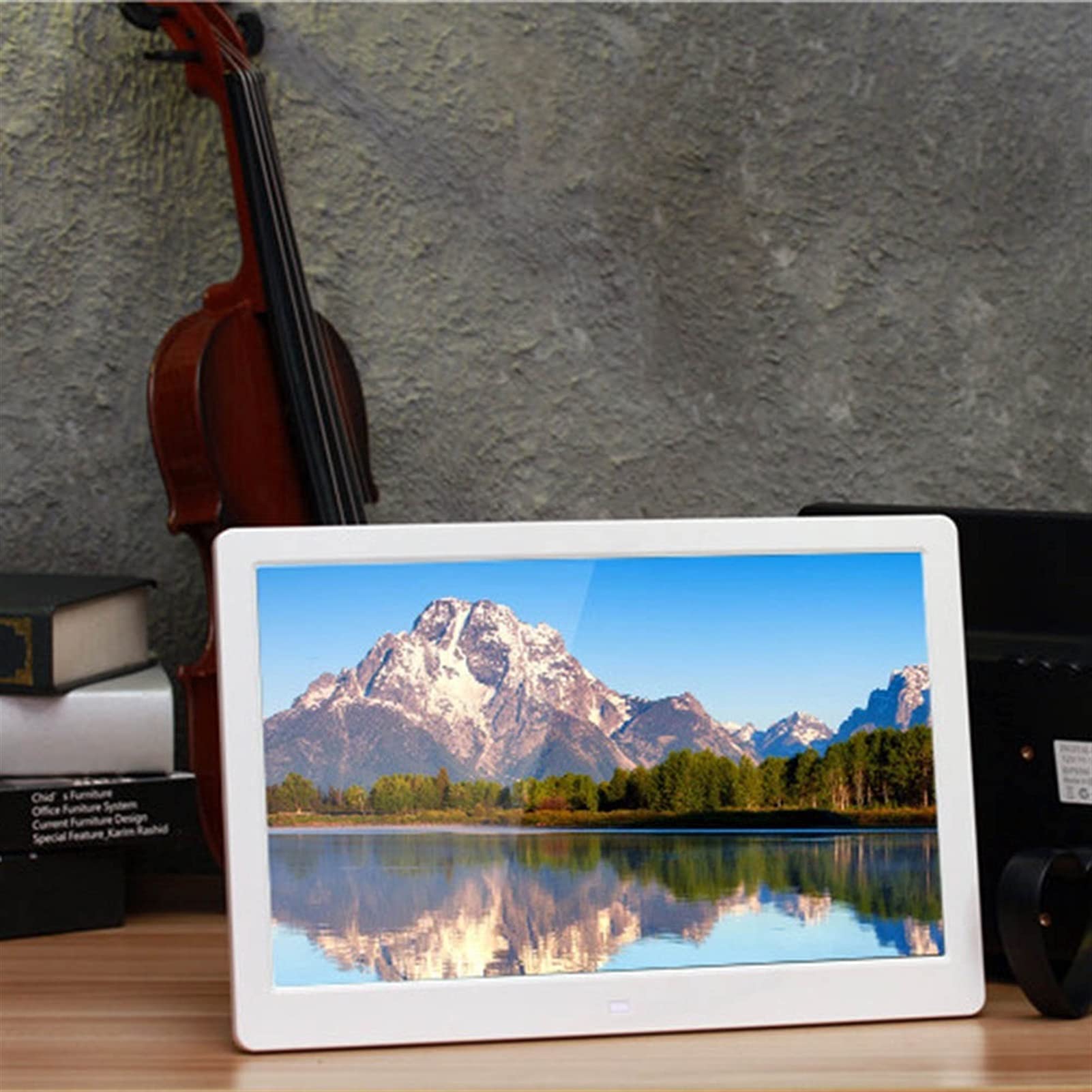 Digitale fotolijst, 12 inch, 1280 x 800, elektronisch album, fotolijst, ondersteuning voor AV / MP4 / MP3 / JPG/JPEG, klok/kalender/muziekvideospeler, met afstandsbediening (zwart
