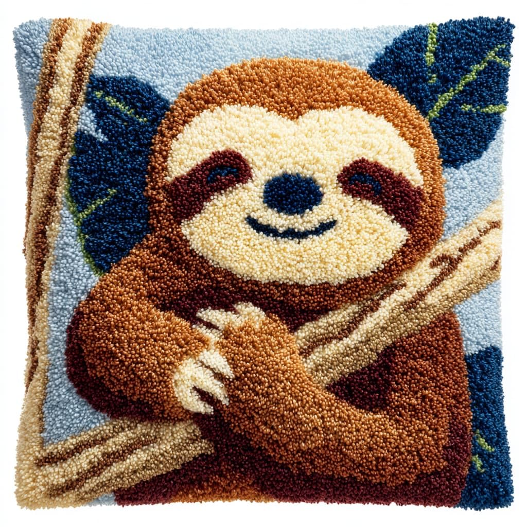 WallustrioaW Latch Hook Cushion Kits,Animal Sloth