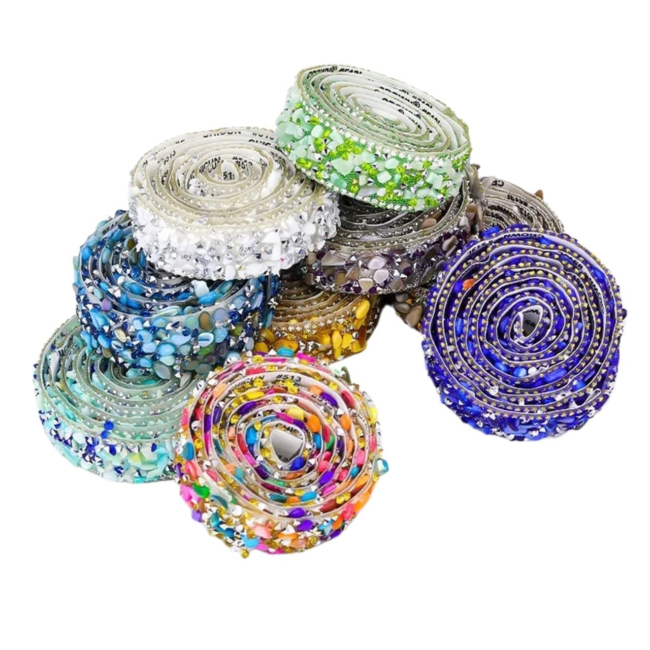Brillantini Adesivi Rotolo di fascia scintillante con pietra diamantata | Decorazioni regalo artigianali fai-da-te autoadesive for feste di matrimonio in resina da 10 metri(Deep blue)