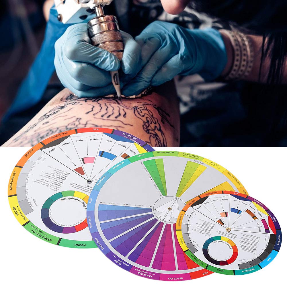 Color Wheel, 3pcs Color Wheel Mixing Triadic Color Wheel Permanent Makeup Paint Mixing Learning Guide Art Class Teaching Tool Color Wheel Pigment Color Wheel Mixing Guide Accessory