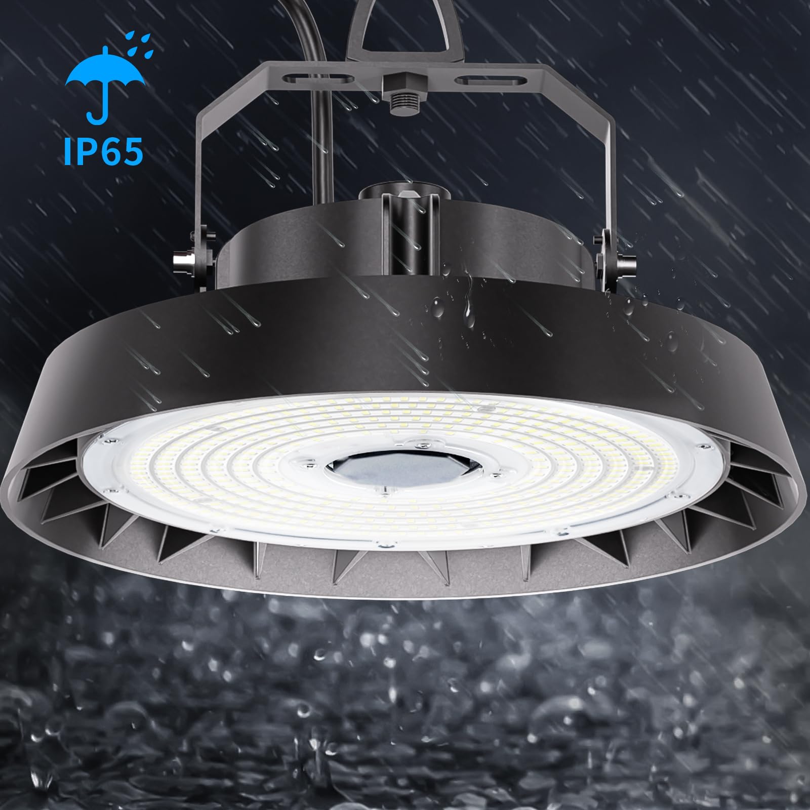 Modlicht Foco LED de gran altura 300W blanco frío 5000K | Lámpara industrial UFO Highbay con ángulo de haz de 90°, 51000lm, iluminación de pasillo IP65 para almacén/taller/luz de garaje comercial