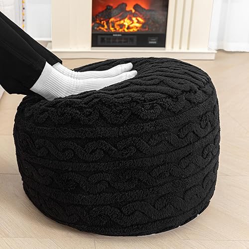 Miniatura 45 de Asuprui Puf otomano sin relleno, reposapiés otomano de 20 x 12 pulgadas, puf redondo para piso, sin relleno, reposapiés con almacenamiento para sala