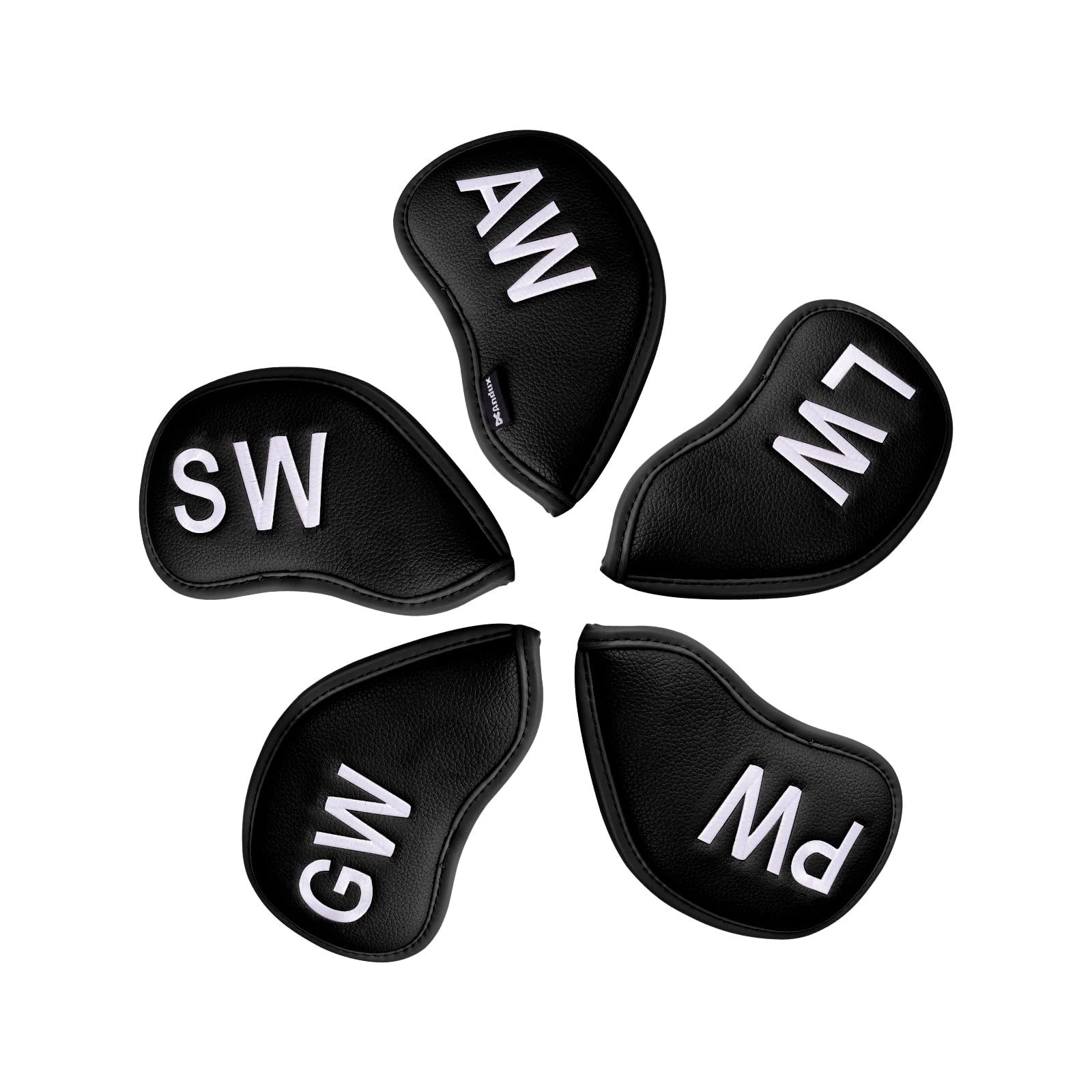Andux 5Pack PU Golf Wedge Irons Club Head Covers NO. on both Sides with Hook & Loop Closure MT/S20 Black