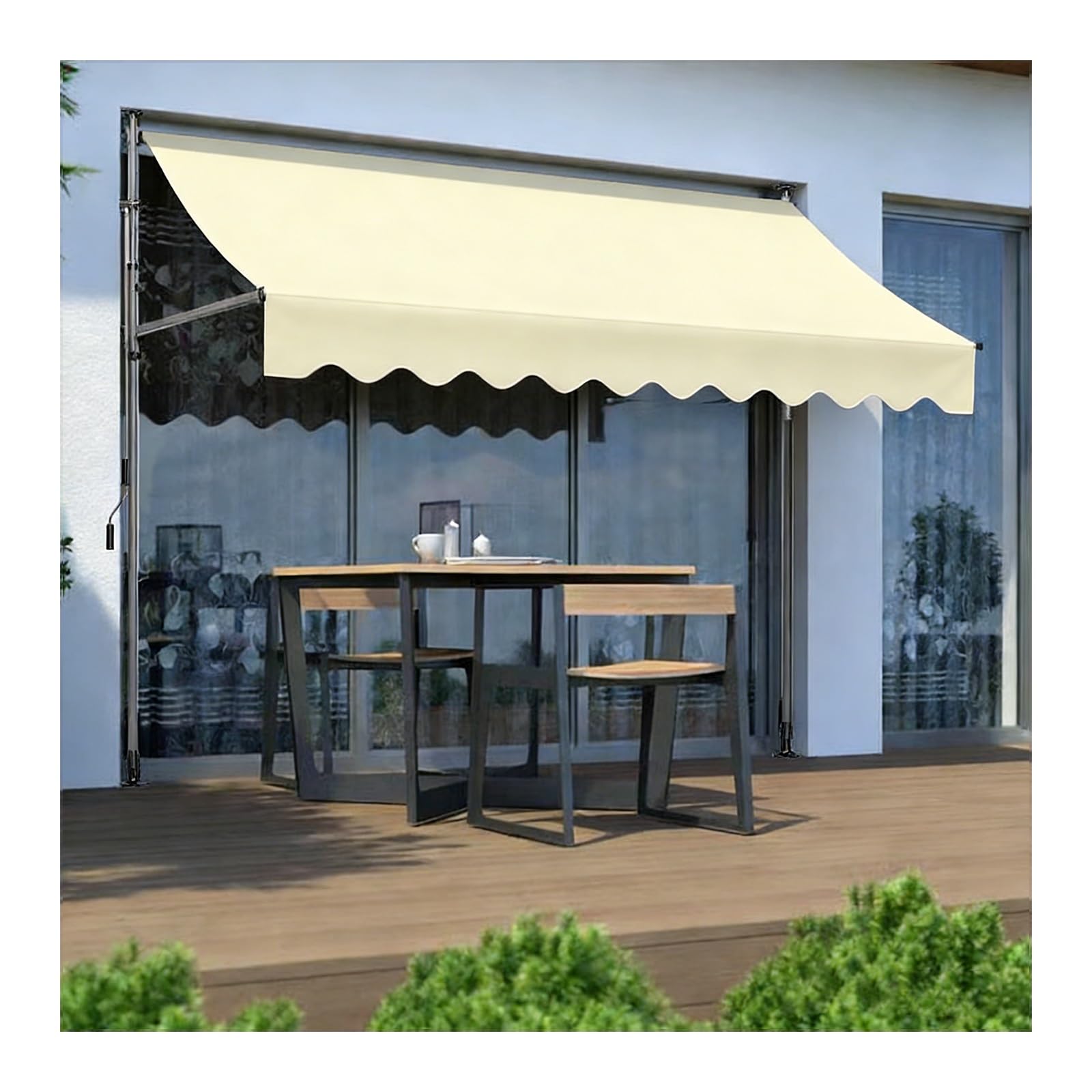 Toldo retráctil de 350 cm para evitar calor y lluvia en terrazas con manivela ajustable
