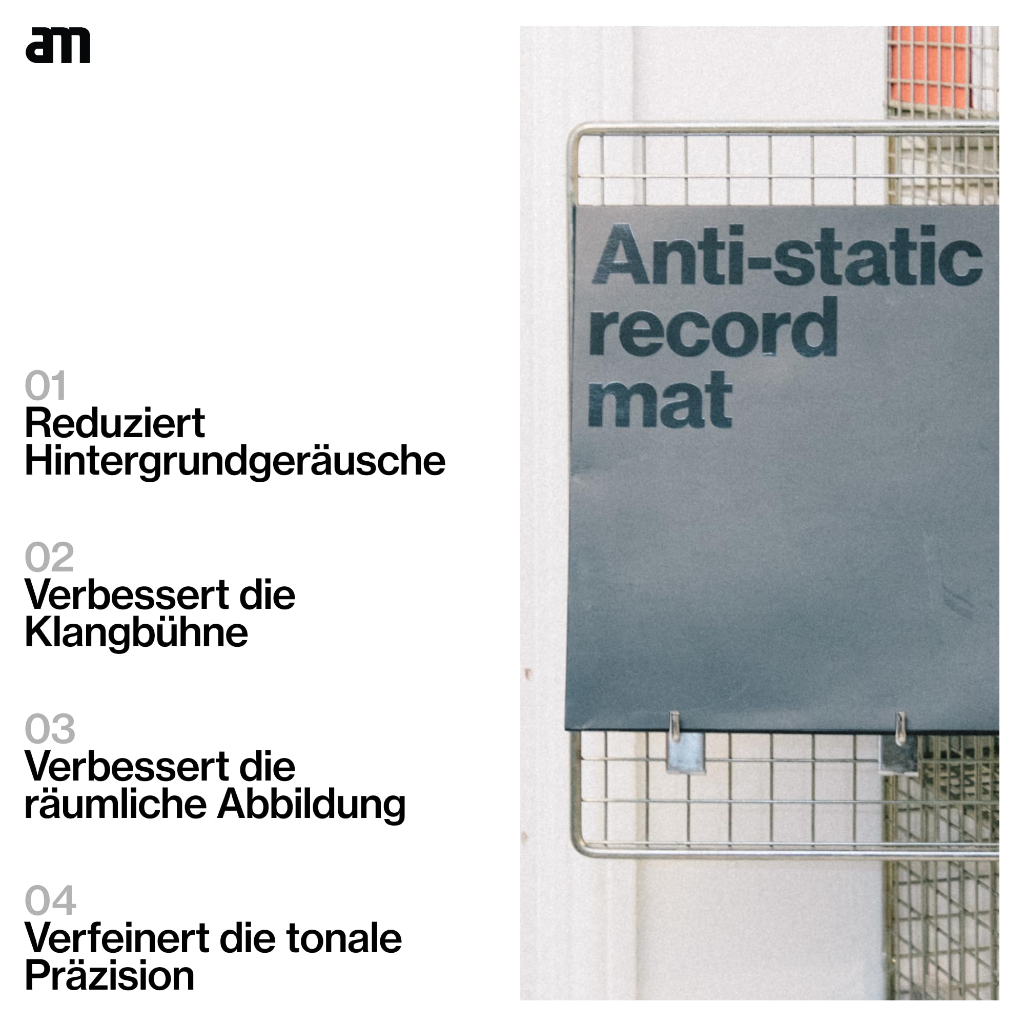 Premium Antistatische Plattenspielermatte - Anti-Static Record Mat aus Carbonfaserfilz für Turntable und LP Vinyl Schallplatten