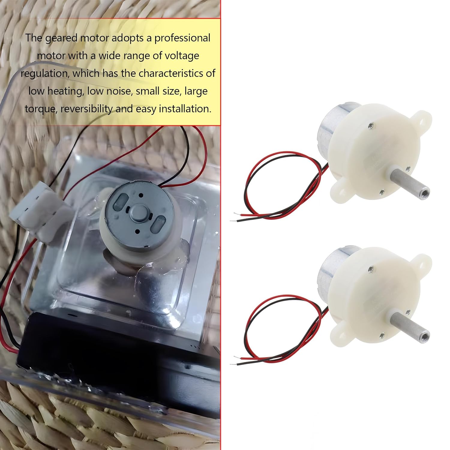 2PCS Gear Motor 6-9V DC 2-5RPM Slow-Speed Motor Shaft Diameter 5mm Shaft Outer Length 16.3mm Lead Length 13cm Micro Electric Motor Gearbox