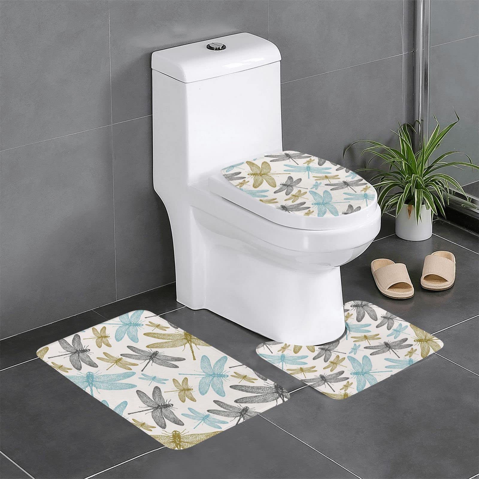 Tapis de salle de bain pour baignoire et toilettes lot de 3 BONDIJ