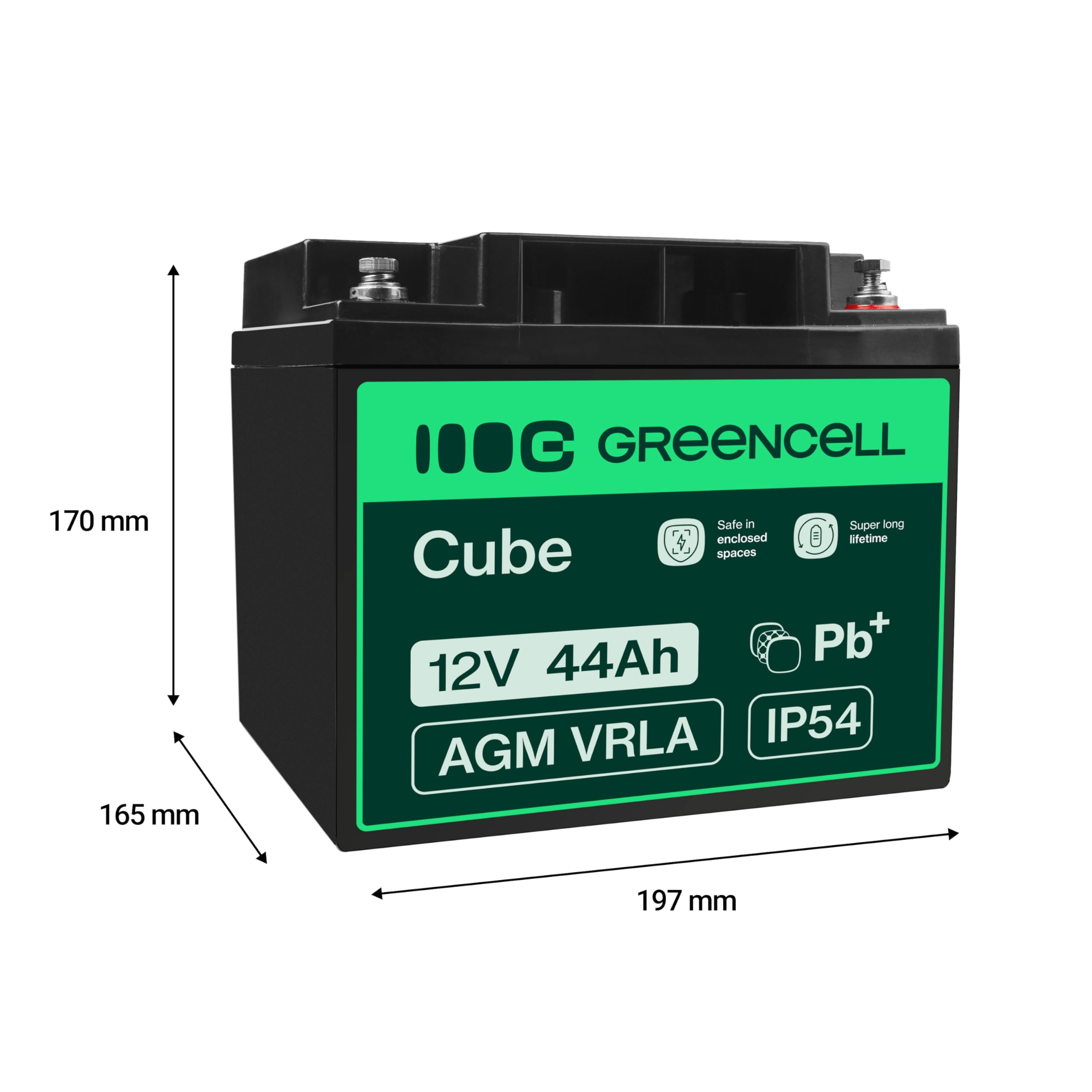 Green Cell Batteria AGM 12V 40Ah al piombo accumulatore sigillata VRLA Senza manutezione ricaricabile Batterie di ricambio ermetica | Barca | Sedia a rotelle | Sistema Solare | Camper | Campeggio
