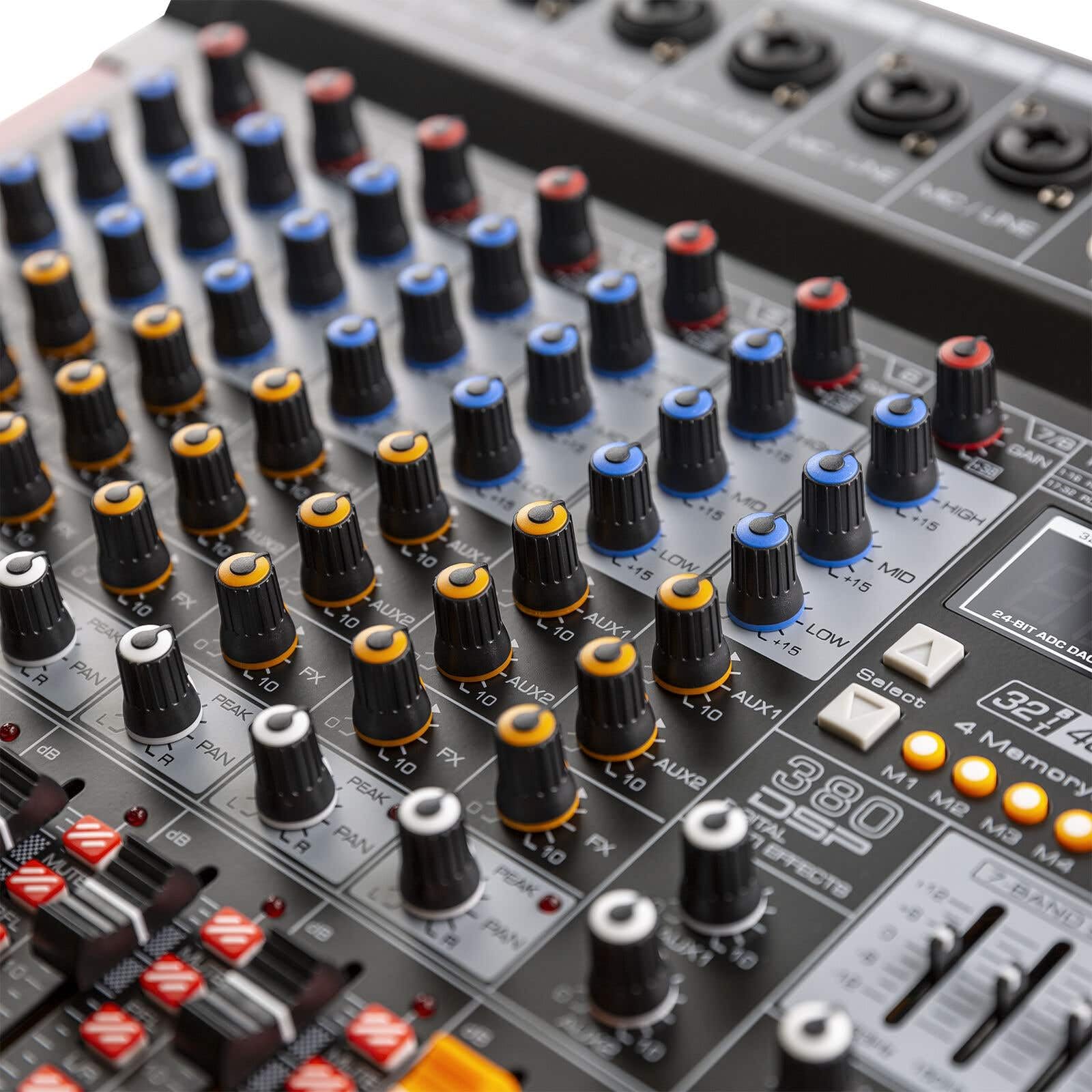 Power Dynamics PDM-T804 Console de Mixage 8 Canaux - avec Streaming Bluetooth, Egaliseur Graphique 7 Bandes, MP3, Sortie USB, Sortie Casque Jack 6,35mm, Idéal pour Studio d'Enregistrement