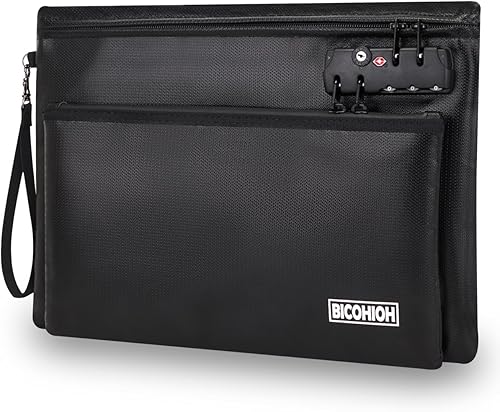 Miniatura 7 de Bolsa de dinero ignífuga con cerradura, bolsa de efectivo bolsa de banco para efectivo, bolsa de almacenamiento de objetos valiosos, caja fuerte