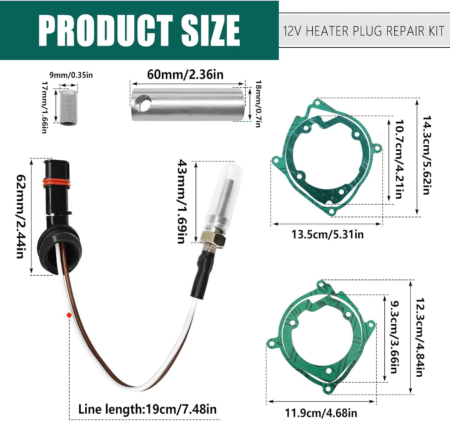 Heater Glow Plug Repair Kit Compatible with Espar Airtronic Eberspacher Replace# 252069100102 252069010003 252069060001 252069011300 Parking Heater Maintenance Kit 2KW D2 D4 D4S 12V