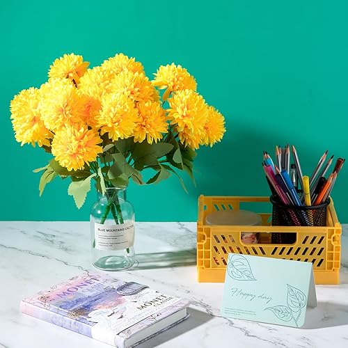 Miniatura 3 de Flores artificiales de caléndula, paquete de 4 ramos de flores de caléndula de seda de 12 pulgadas para decoración del día de los muertos,