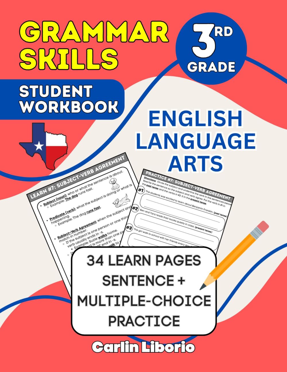 Grammar Skills Student Workbook - 3rd Grade: English Language Arts - 34 Learn Pages + Sentence and Multiple-Choice Practice (3rd Grade Language Arts Series)