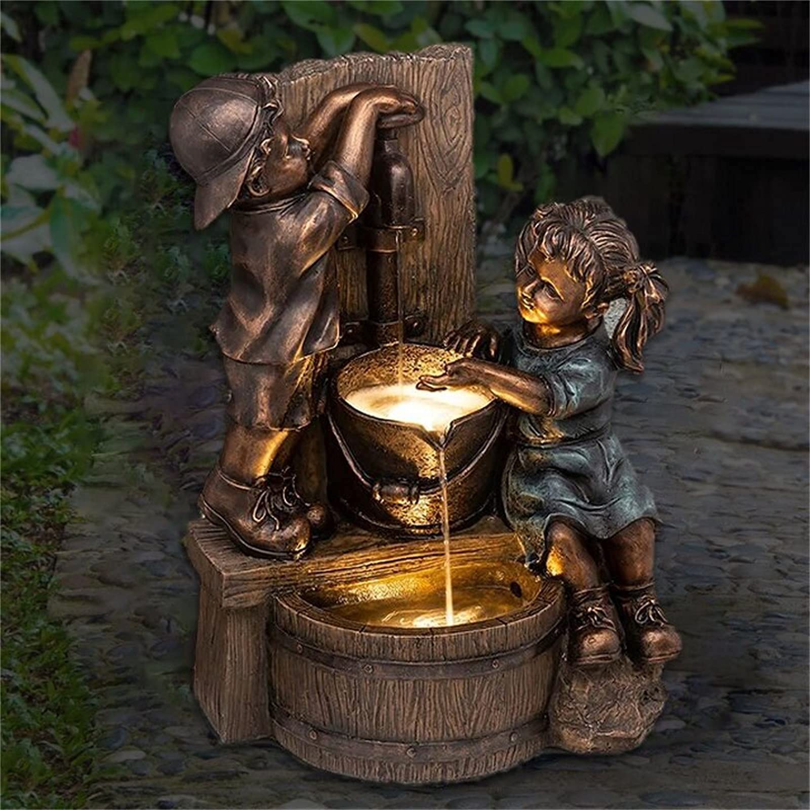 Statue Da Giardino Grandi Per Bambini Con Luce Solare | Set Da 2 - Foto 11