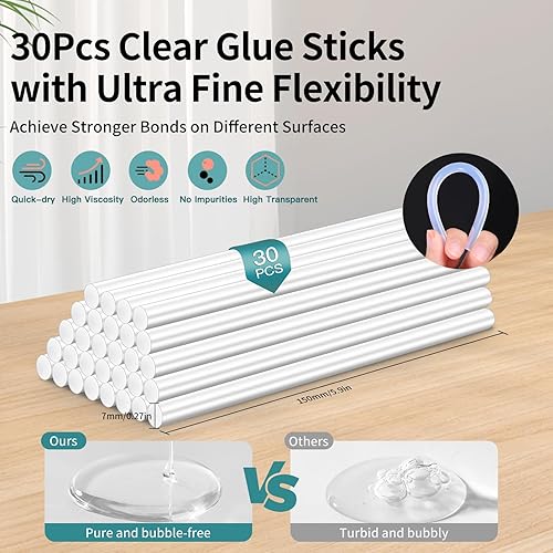 Vista 11 de Pistola de pegamento caliente inalámbrica de 20 W, pistola de pegamento con 30 barras de pegamento, pistola de precalentamiento rápido con cargador