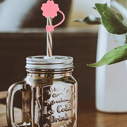 Miniatura 6 de 6 tapas de adorno para tapón de polvo, reutilizables, a prueba de fugas, tapas de paja de pipeta de vidrio, cubiertas de pajita, cubiertas de