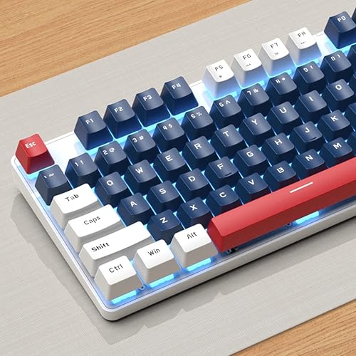 Miniatura 4 de Teclado mecánico para juegos Teclado para juegos con cable Teclado retroiluminado blanco con interruptores rojos y 104 teclas Teclado mecánico