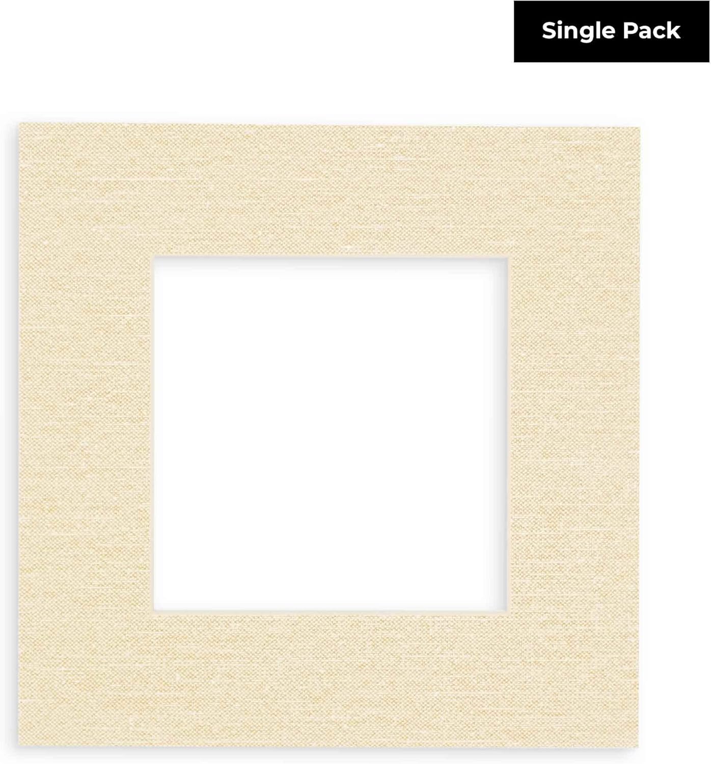 20x20 Mat Bevel Cut for 12x12 Photos - Acid Free Fresh Linen Canvas Precut Matboard With Backing Board and Crystal Clear, Self Seal Photo Mat Bag - For Pictures, Photos, Framing - 4-ply Thickness