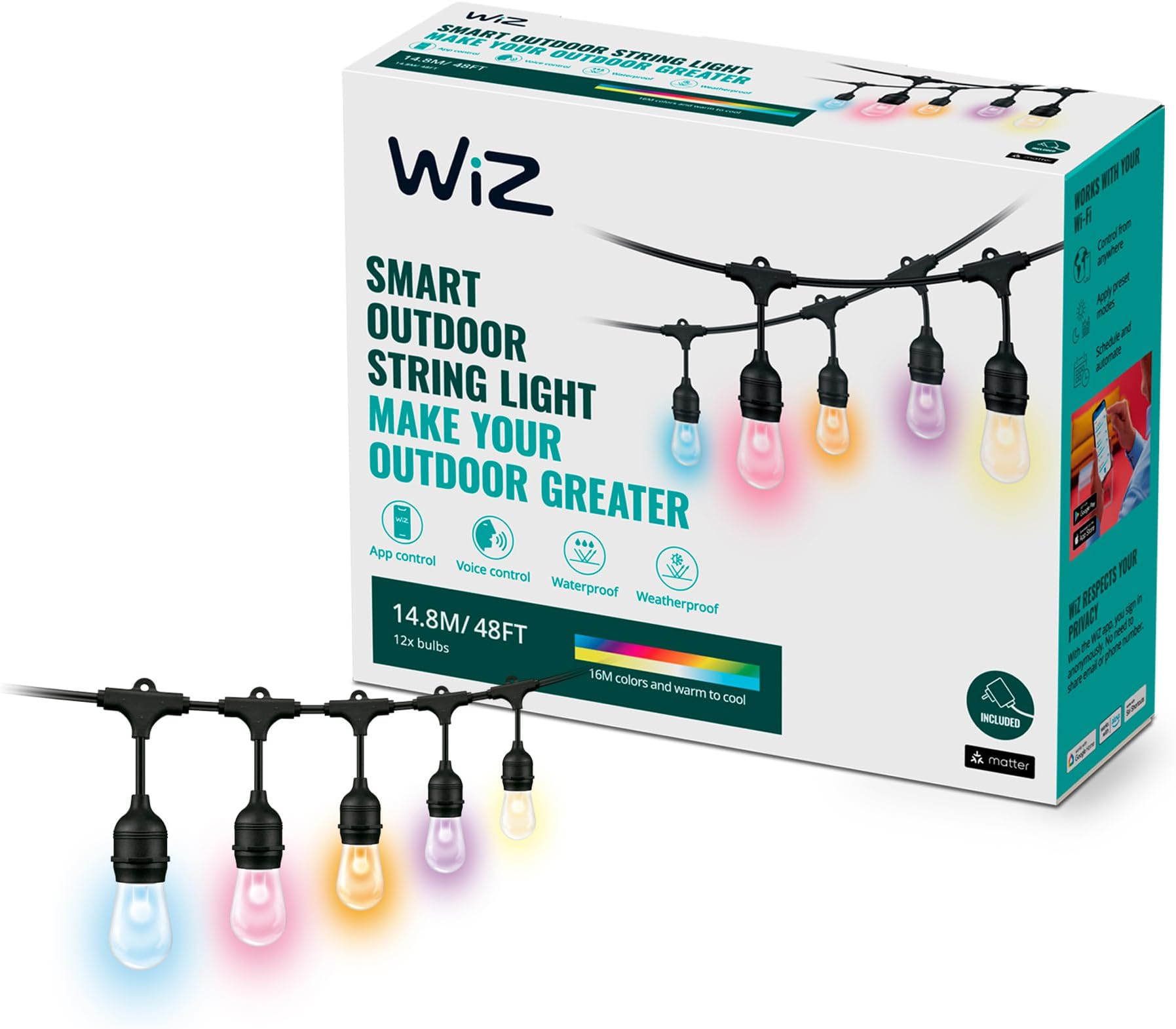 WiZ Smart LED Lichtstreifen 4m - 16 Mio. Farben & Tunable White Per App