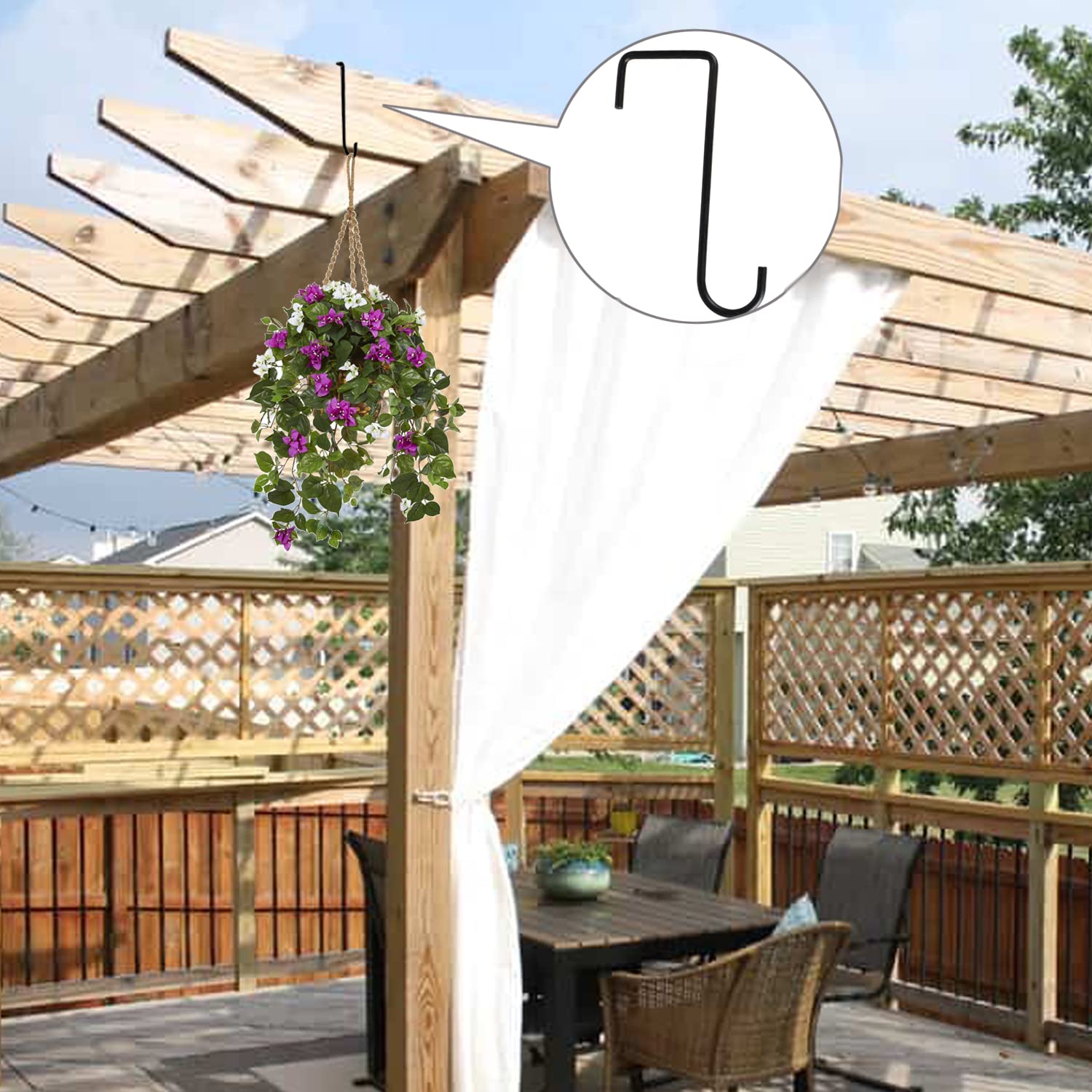 Ganci Da Recinzione Zimjoy - Set 8 Pezzi In Vinile Nero Per Piante, Decorazioni Da Giardino - Foto 7