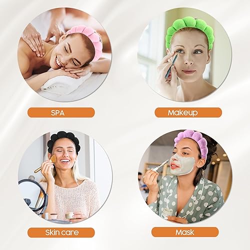 Miniatura 8 de DOMMARE Diadema de lavado facial, juego de cuidado de la piel de burbujas, imprescindible para el spa para mujeres, accesorios para el cuidado de la