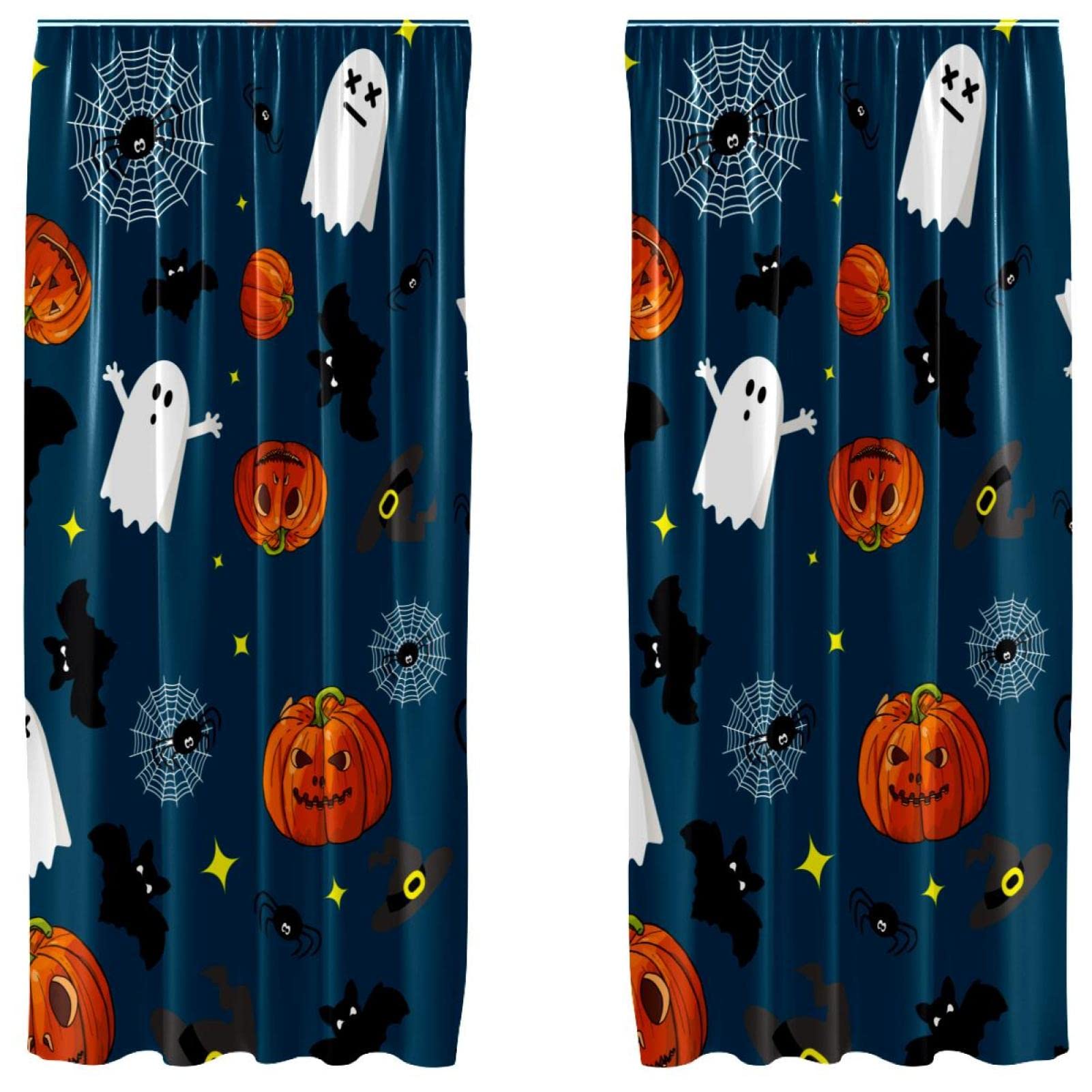 Cortinas de Halloween decorativas juego de 2 paneles ligeros de 55x84 pulgadas para dormitorio