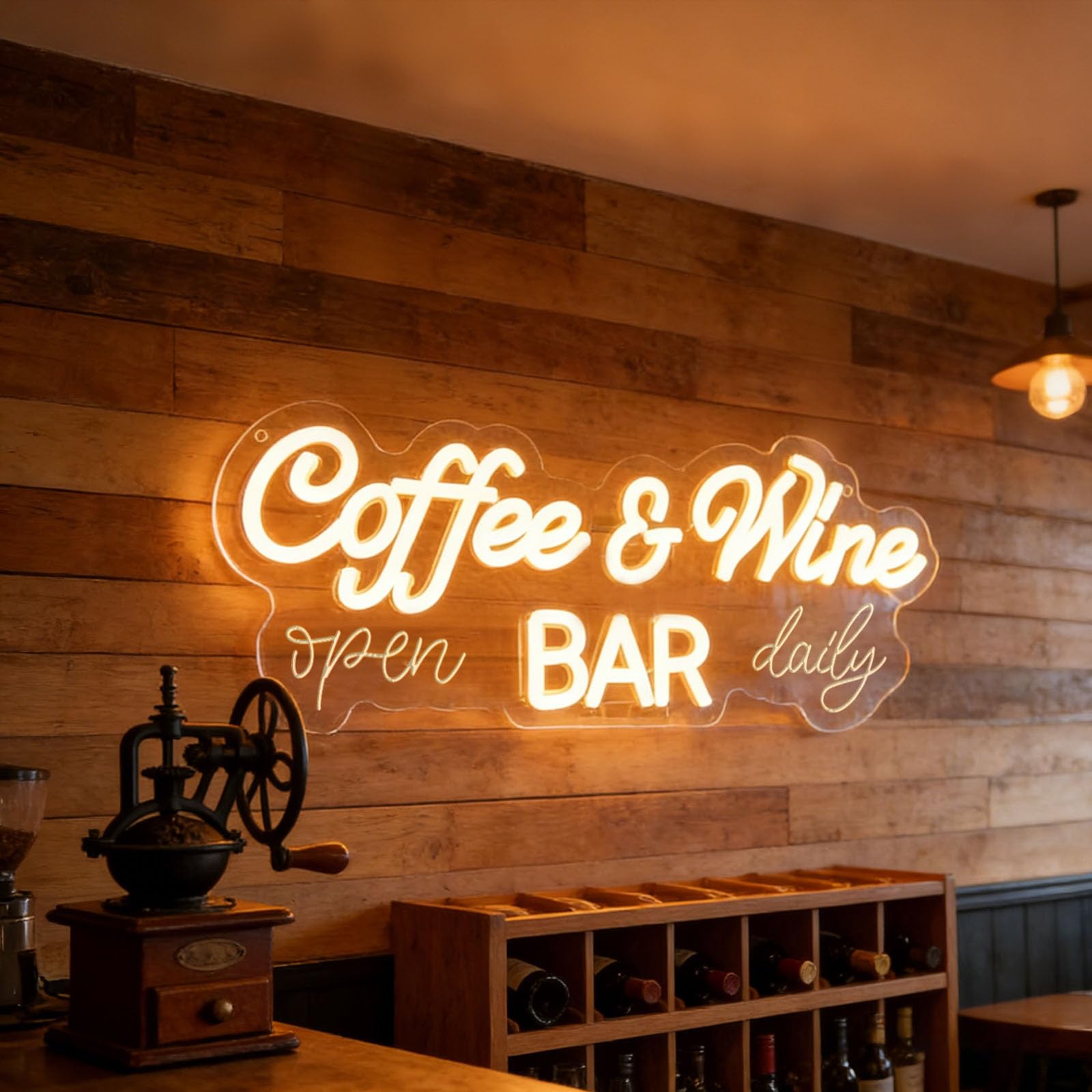 Dimmable Coffee & Wine LED Neon Wall Sign for Home Coffee Corner Kitchen Restaurant Party Decor Bar Lights for Home Bar(5V 16.54"x6.54")