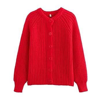 トップス andequal unique button cardigan red women-knitted-polyester-