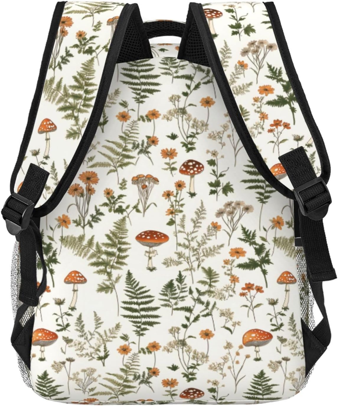 Botanical Casual Backpack, Lightweight Laptop Bag Daypack, Mushroom Fern Wildflower Backpacks for Women Men Teens Students, Nature Polyester Bookbag Gifts for School Work Travel Hiking