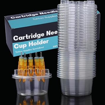 LEEYUKA 40 PCS Hive Cups Tattoo Ink Holder Disposable Transparent Rinse Cup Stand Cleaning Tray for Tattoo Supplies