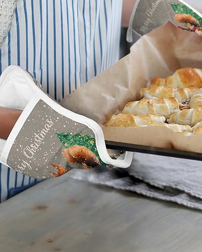 Miniatura 6 de Winter Squirrel - Juego de 2 soportes para ollas para cocina, antideslizante y aislante de calor, juego de agarraderas de tela de toalla con