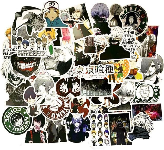 50PCS Tokyo Ghoul Stickers,Waterproof Anime Stickers for Laptop Skateboard Pad Bicycle Phone Car,Decal Cartoon Stickers (50PCS Tokyo Ghoul Stickers)