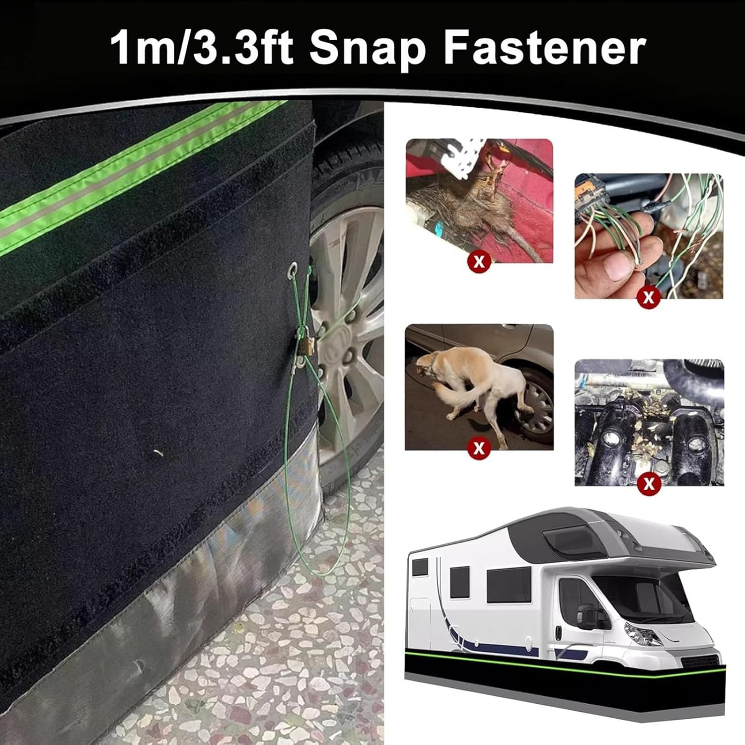 Heavy Duty RV Camper Skirting Panels 32 41 57 82 98 106 124 FT, Roll-up Storage Travel Trailer Skirt for Class A/B/C, Mobile Home Wind Underpinning Wrap for 5th Wheel(H 95cm (37.4"),38m/124ft)