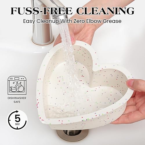 Miniatura 7 de Moldes de silicona con forma de corazón de 8 pulgadas para tartas pequeños, juego de moldes de corazón de silicona antiadherentes para hornear (2