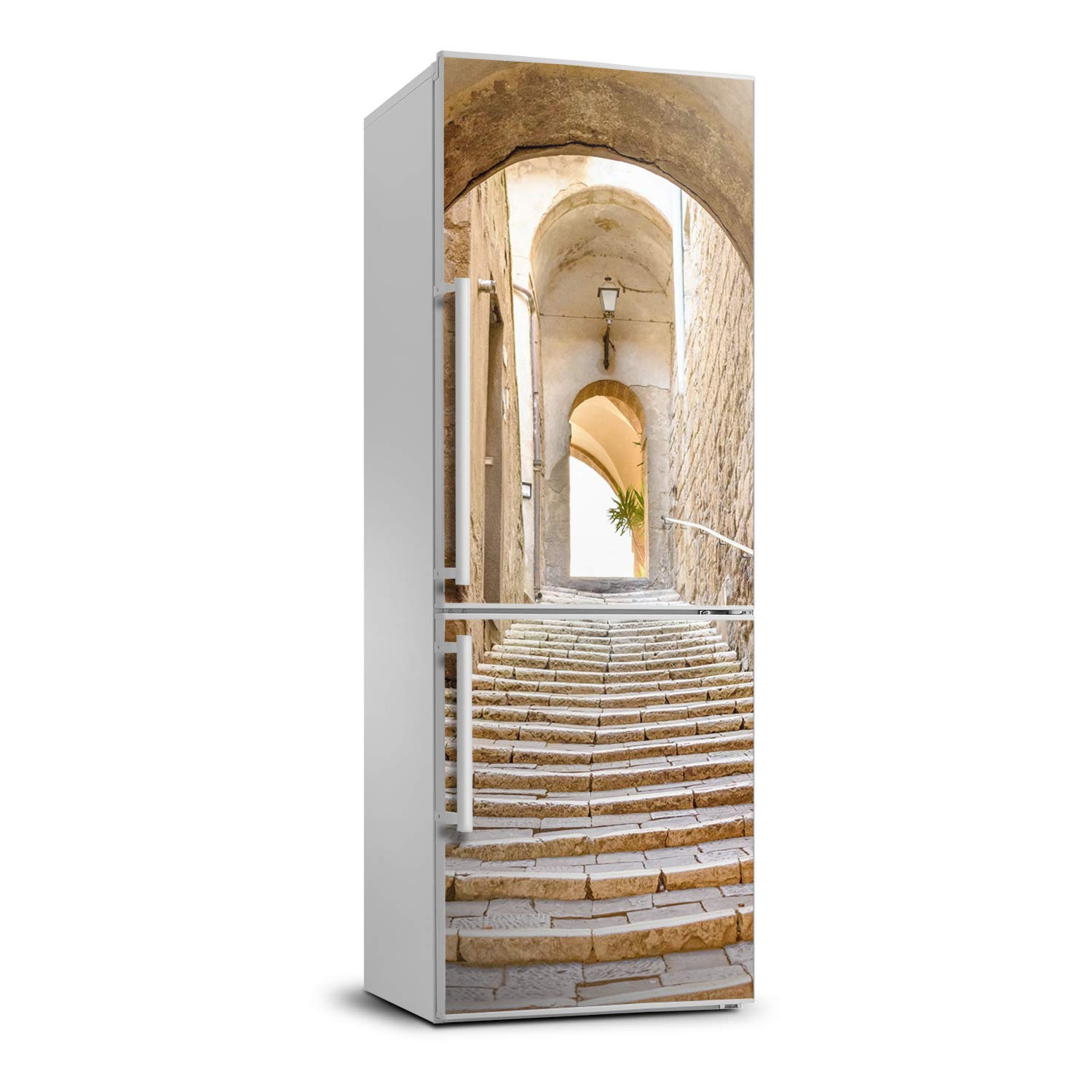 Autocollant frigo Tulup 70x190cm sticker de cuisine au motif de rues étroites