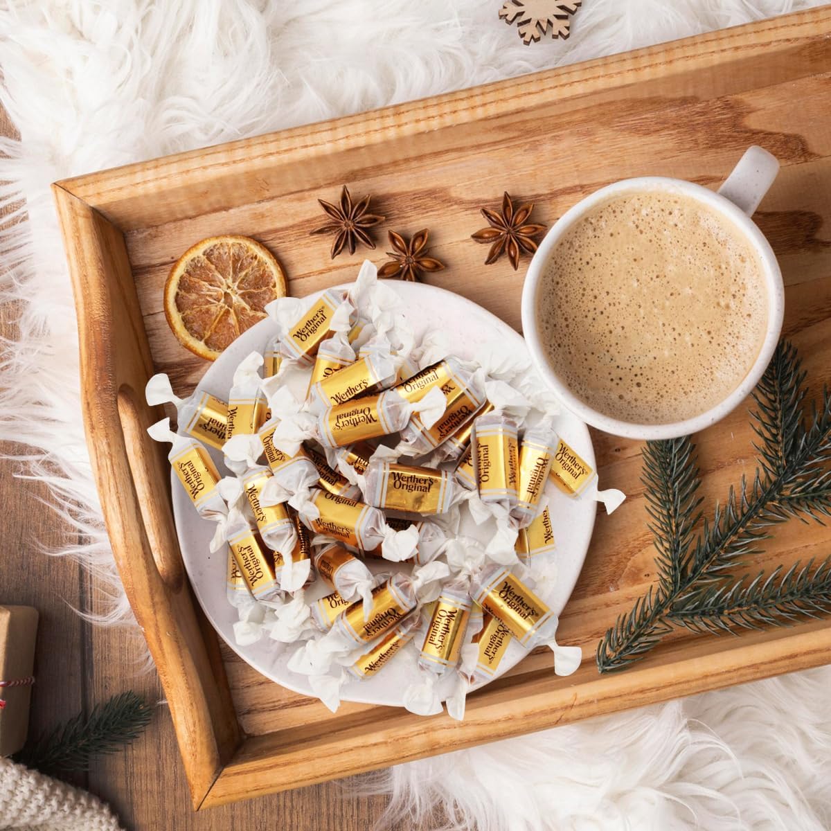 Werthr's Original Chewy Caramel Candy 1 Pound Individually Wrapped Healthy Sweet Caramel Bites, Melts in Your Mouth in a Satisfying Creamy Way