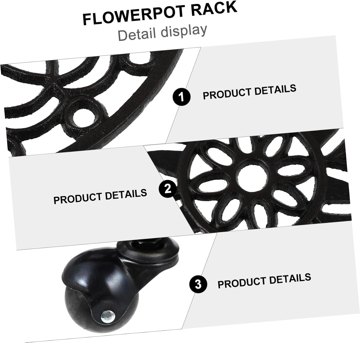 BESPORTBLE Removable Cast Iron Flowerpot Stand Wheels Movable Plant Pot Tray for Indoor and Outdoor Use Heavy Duty Flowerpot Base Tray Adjustable Height and Easy Mobility
